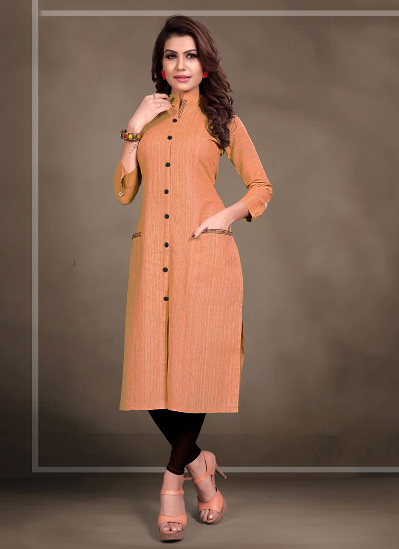 Rung Cotton Linen Straight Casual Office Wear Kurti Collection 1001-1008